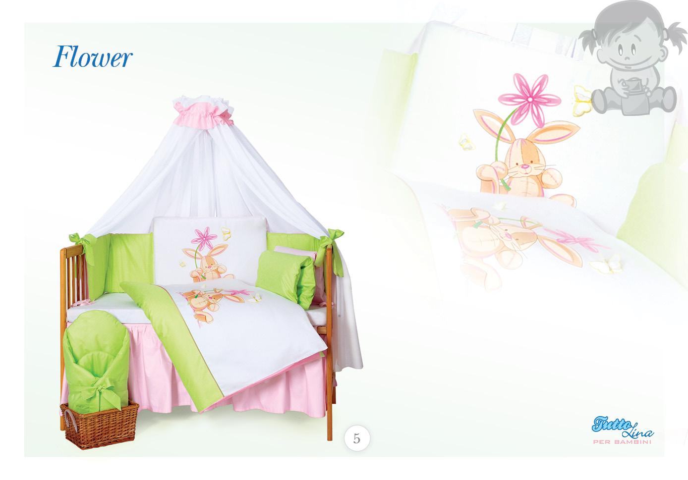 Tutto Lina lenjerie de pat 4 piese Flower Verde mic