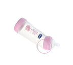 Chicco Biberon Well Being PP, in unghi, 250ml tetina silicon, flux normal, 0m+ roz