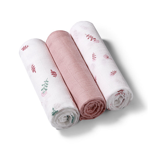 Baby Ono scutec textil Bamboo Natural  70x70 cm 3 buc Roz cu flori