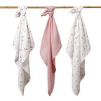 Baby Ono scutec textil Bamboo Natural  70x70 cm 3 buc Roz cu flori