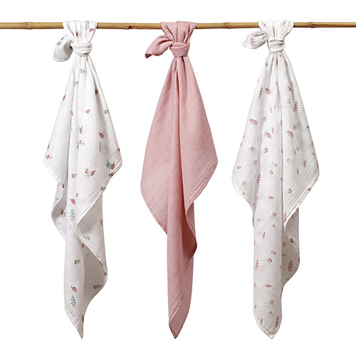 Baby Ono scutec textil Bamboo Natural  70x70 cm 3 buc Roz cu flori