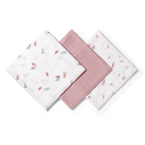 Baby Ono scutec textil Bamboo Natural  70x70 cm 3 buc Roz cu flori