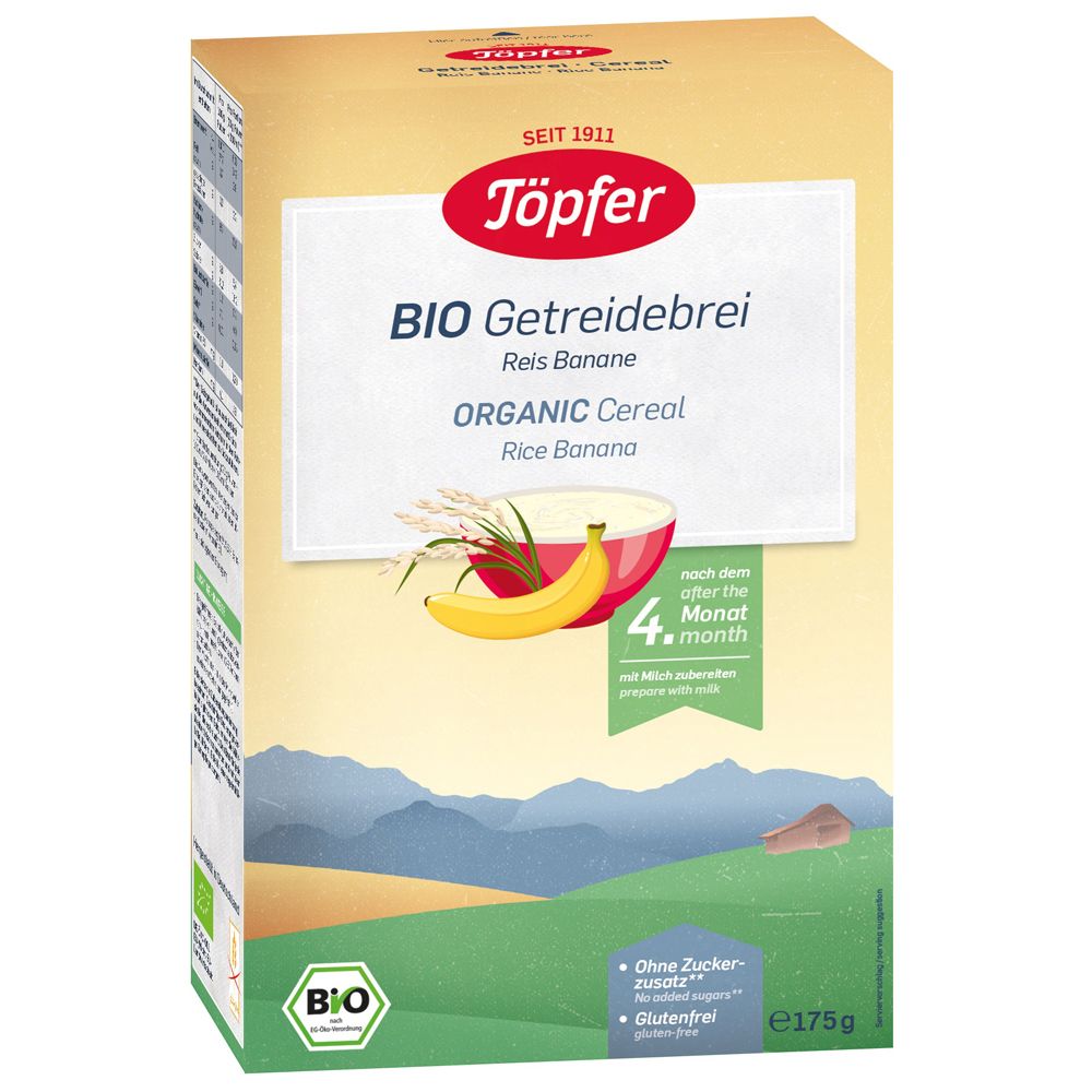 Topfer Bio Organic cereale cu orez si banane 4 luni+