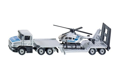 Siku Jucarie masinuta Low Loader with Police Helicopter 3ani+