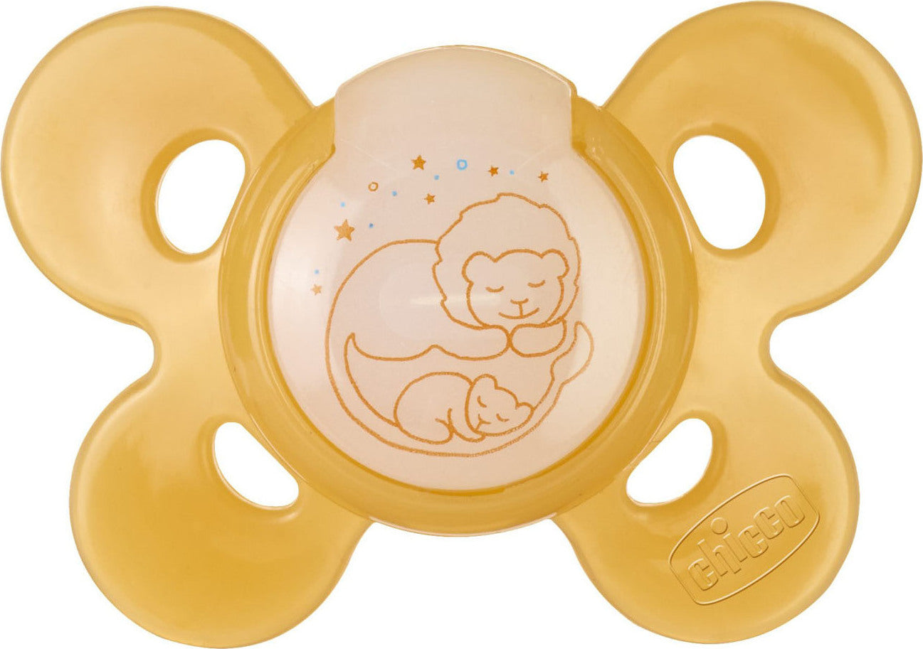 Chicco Suzeta silicon Physio Comfort forma ortodontica 12m+ Galben cu leu Imagine principală a produsului