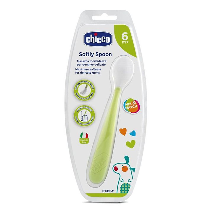 Chicco lingurita silicon Softly Spoon 6m+ Verde  Imagine principală a produsului
