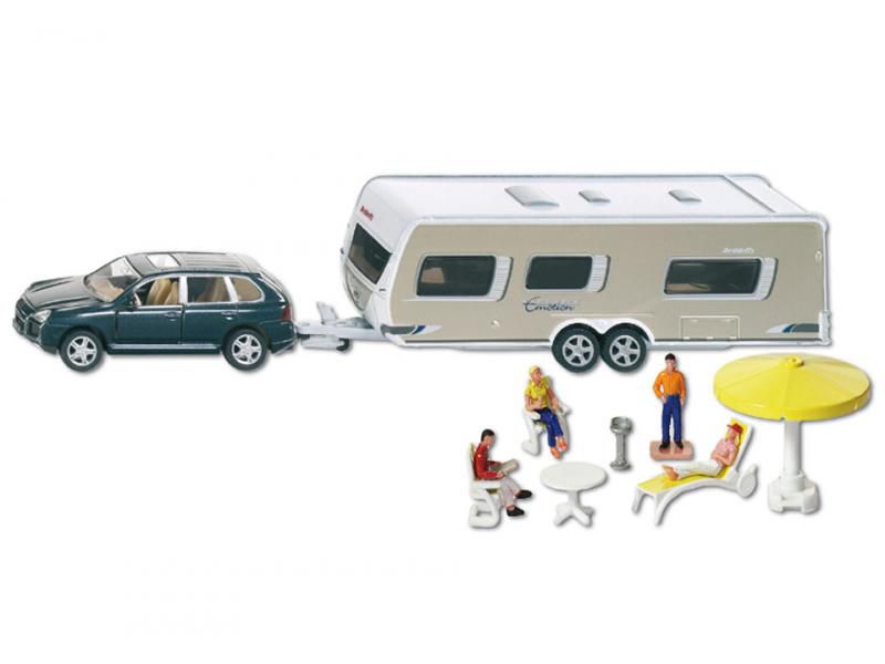 Siku Jucarie masinuta Cayenne suv with RV Camper car with caravan 3ani+ Imagine principală a produsului