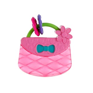 Bright Starts Posetua Pretty in Pink™ Carry & Teethe Purse™jucarie dentitie 3m+
