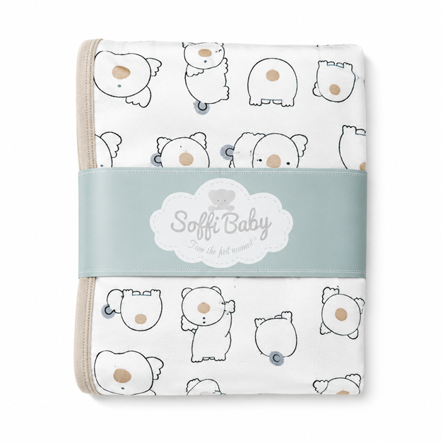 Soffi Baby patura bebelusi material dublu din bumbac 80x100 cm Koala Gri Imagine principală a produsului