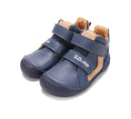 D.D.Step pantofi baieti Barefoot 26-31 Royal Blue cu dunga maronie