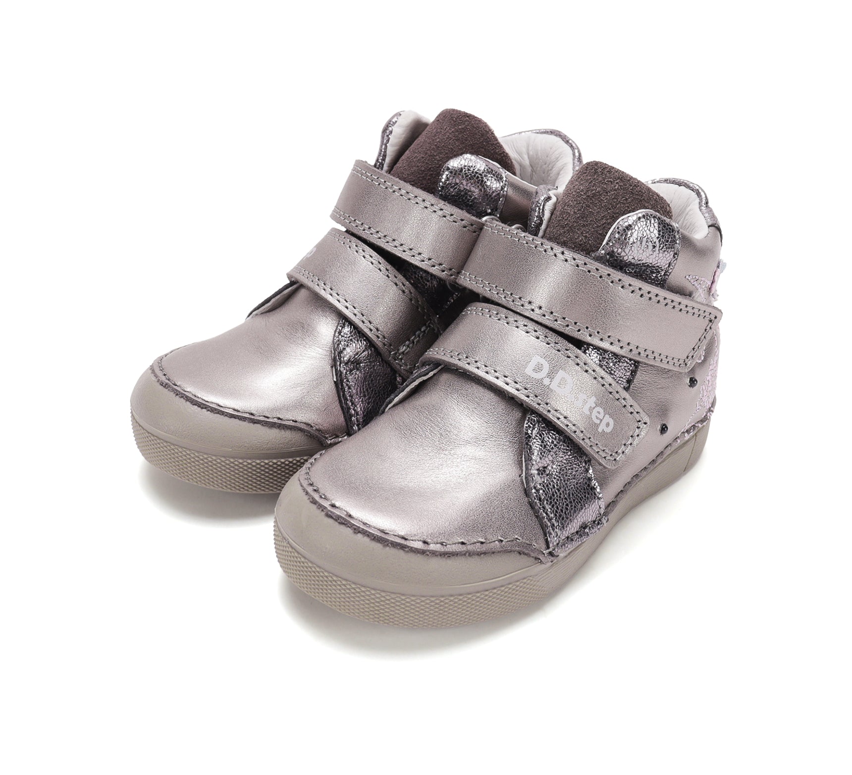 D.D.Step pantofi fete cu LED 25-30 Copper cu floricele Imagine principală a produsului
