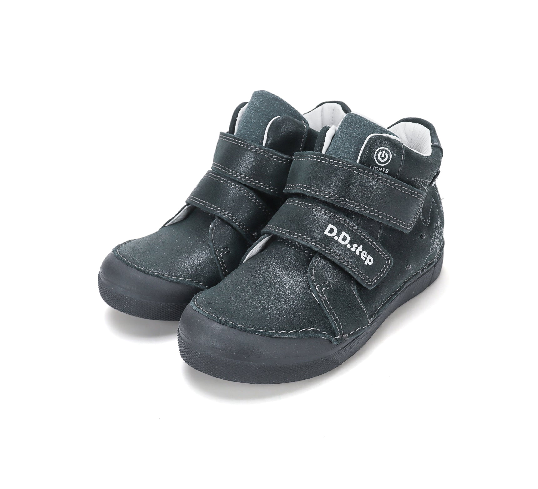 D.D.Step pantofi fete cu LED 25-30 Black cu floricele Imagine principală a produsului