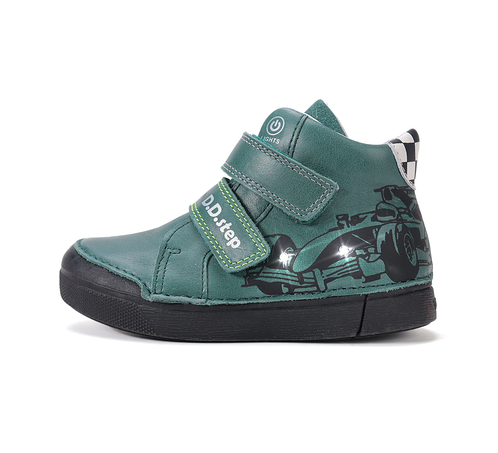 D.D.Step ghete baieti cu LED 25-30 Emerald cu masina de curse