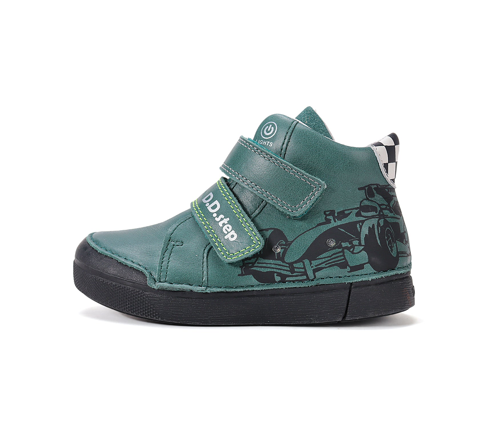 D.D.Step ghete baieti cu LED 25-30 Emerald cu masina de curse Imagine secundară a produsului