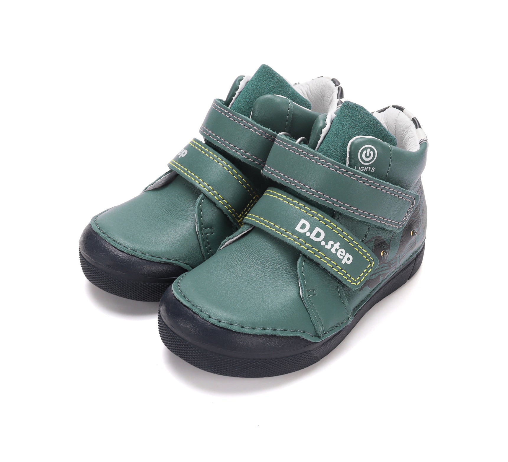 D.D.Step ghete baieti cu LED 25-30 Emerald cu masina de curse Imagine principală a produsului
