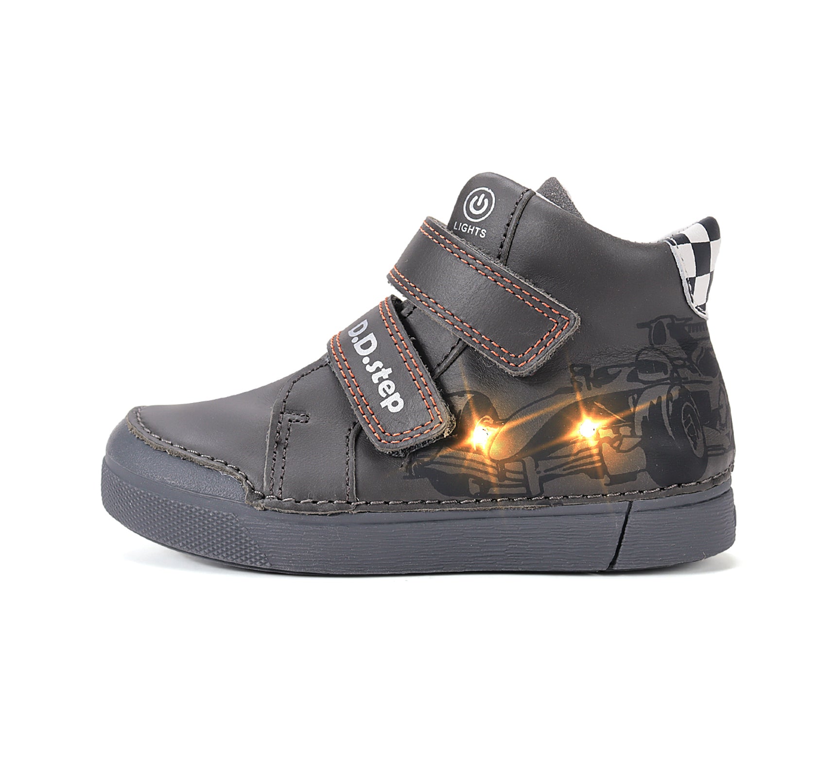 D.D.Step ghete baieti cu LED 25-30 Marine Grey cu masina de curse