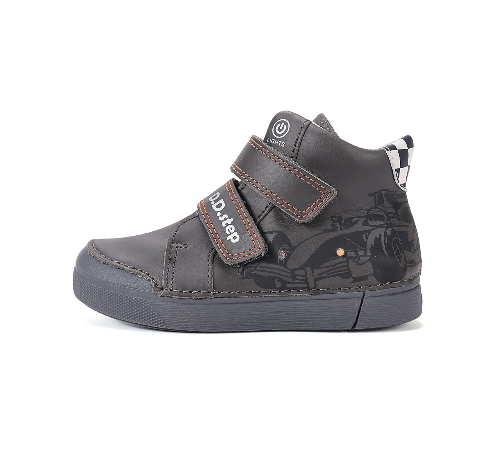 D.D.Step ghete baieti cu LED 25-30 Marine Grey cu masina de curse