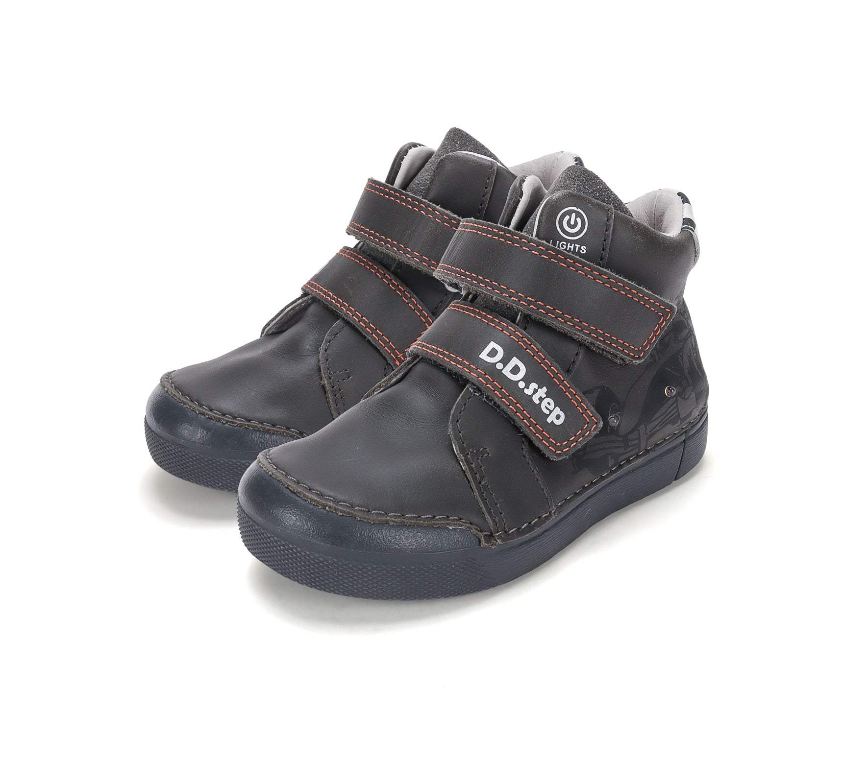 D.D.Step ghete baieti cu LED 25-30 Marine Grey cu masina de curse