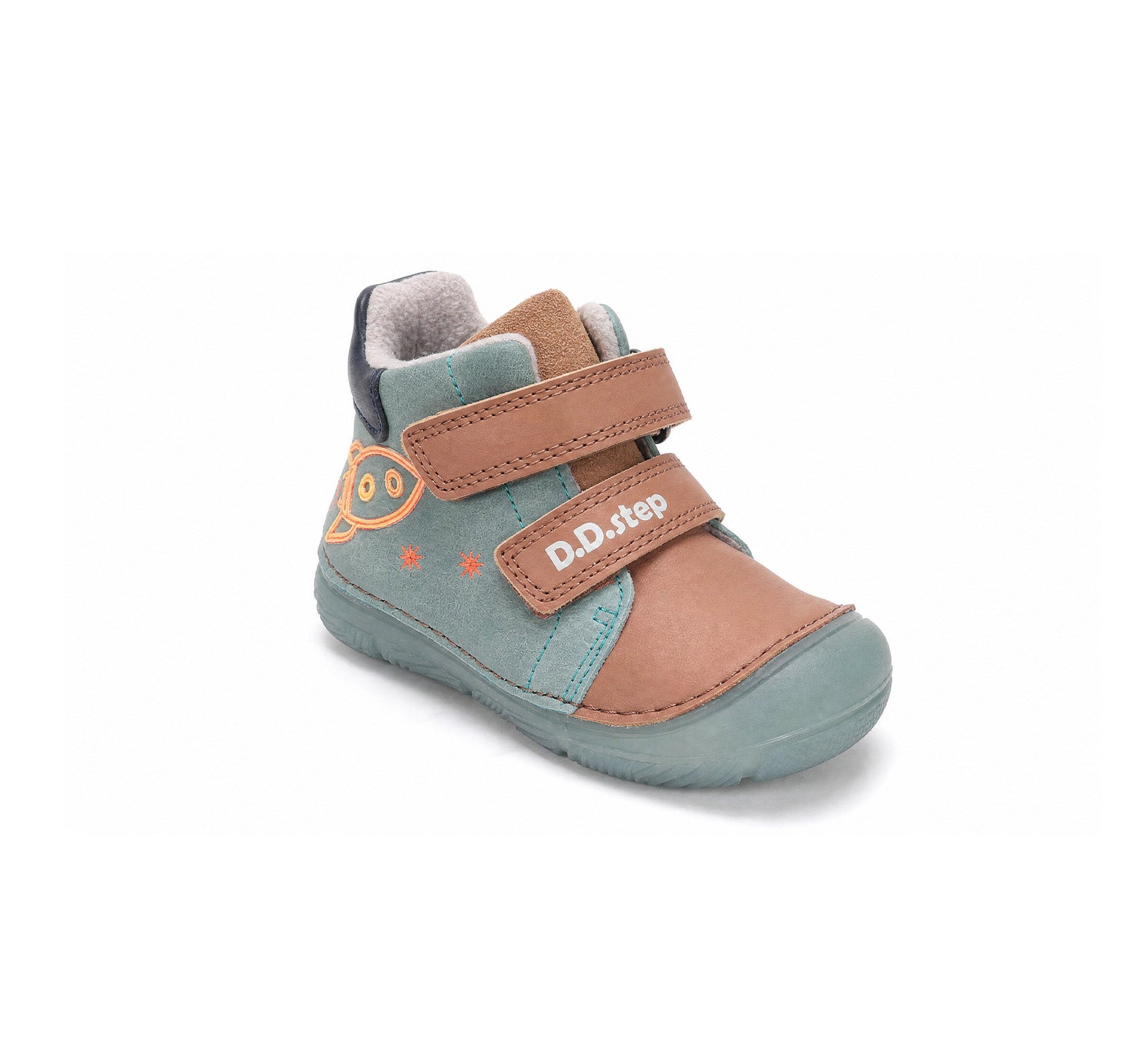 D.D.Step ghete baieti imblanite SUN REACTIVE cu talpa fluorescenta 20-25 Turquise cu naveta