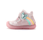 D.D.Step ghete fete imblanite SUN REACTIVE cu talpa fluorescenta 20-25 Rose Gold cu inimioar si curcubeu