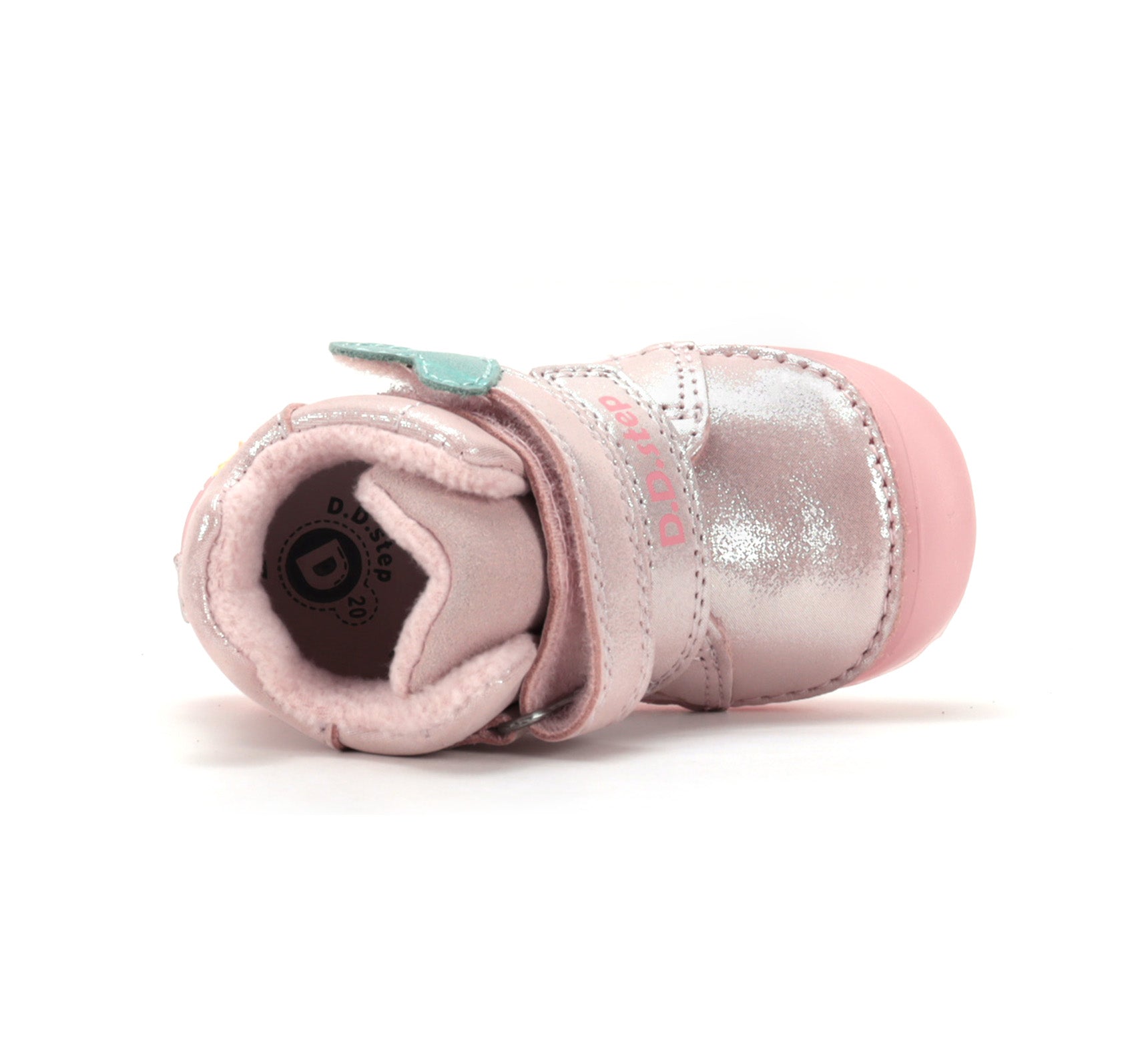 D.D.Step ghete fete imblanite SUN REACTIVE cu talpa fluorescenta 20-25 Rose Gold cu inimioar si curcubeu