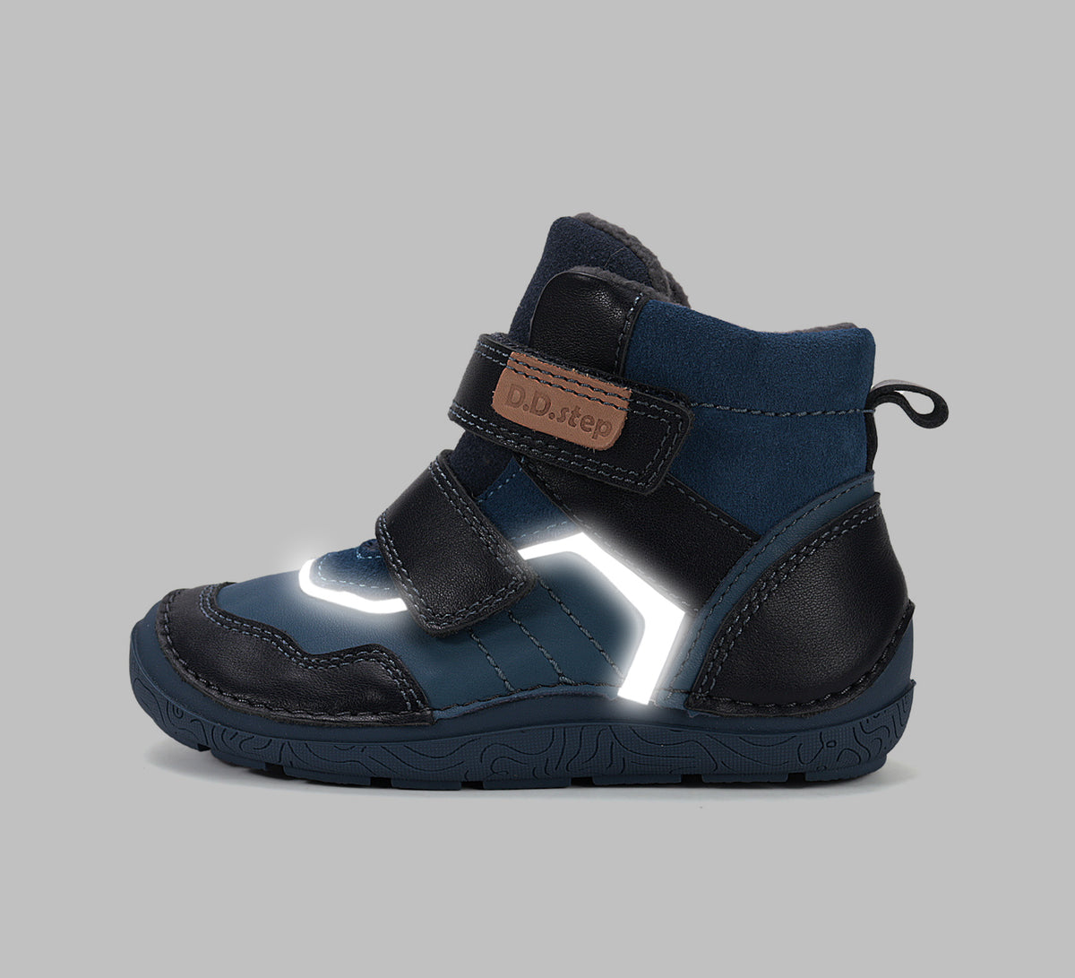 D.D.Step ghete baieti Barefoot captusite Water Repellence si fluorescente 22-33 Aero Blue