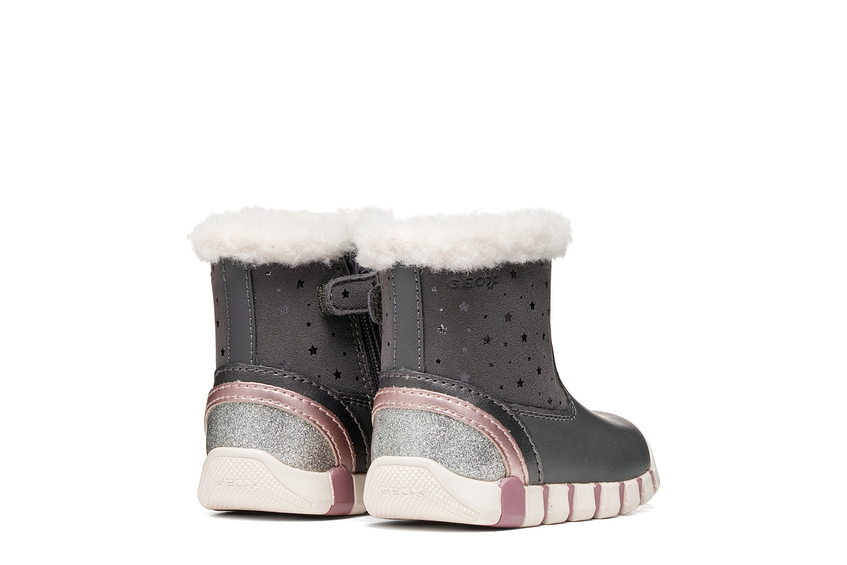 Geox cizme fete imblanite IUPIDOO 18-26 Dark Grey/Silver