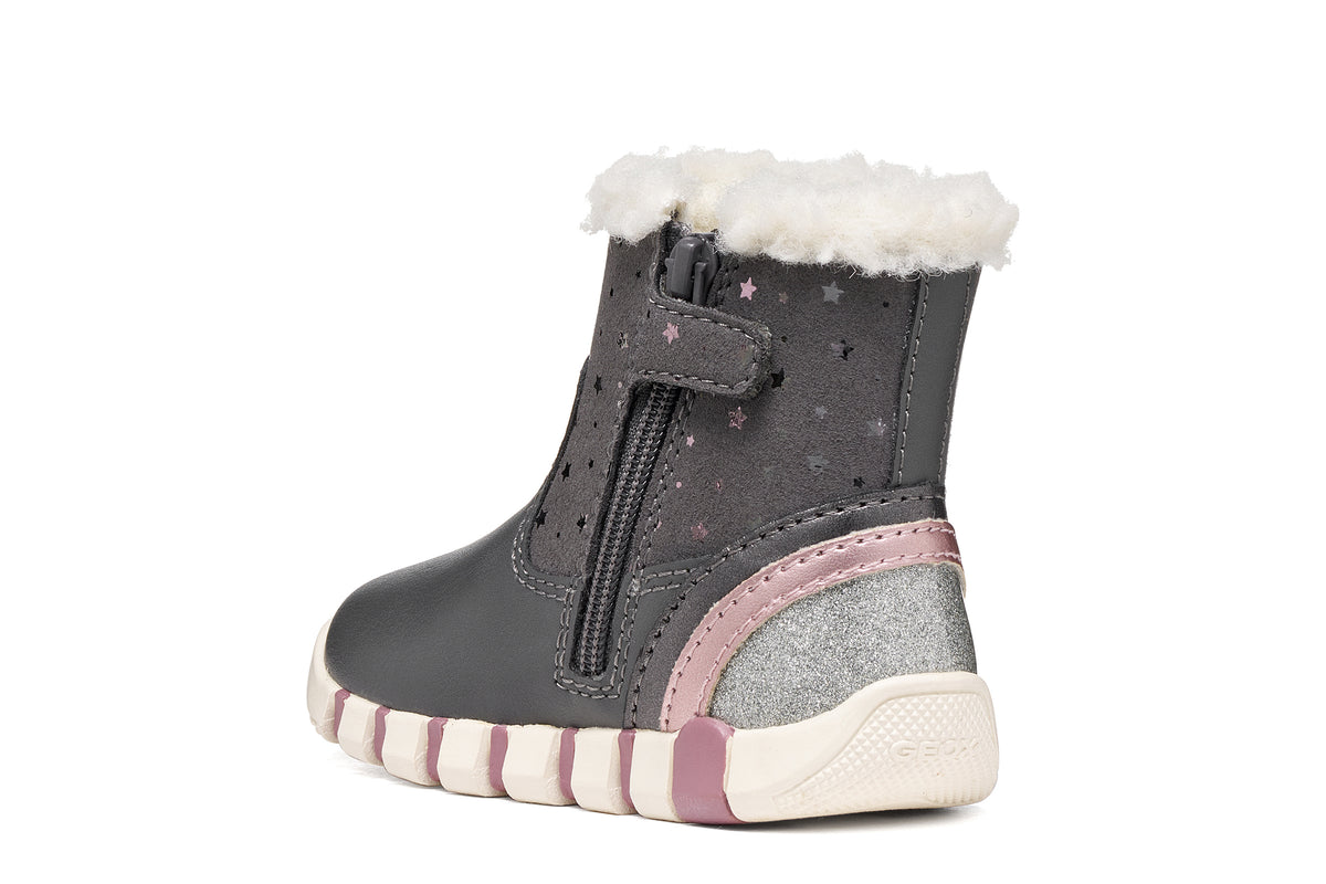 Geox cizme fete imblanite IUPIDOO 18-26 Dark Grey/Silver