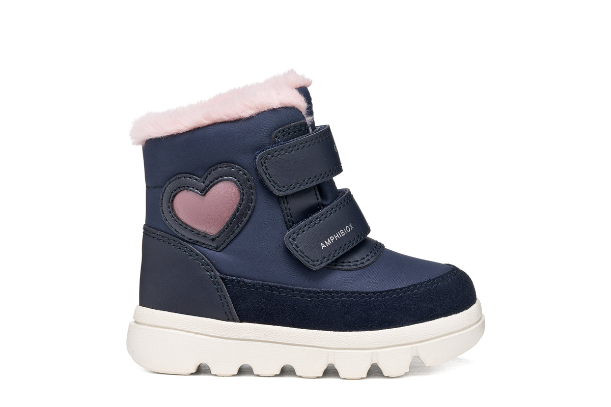 Geox ghete fete captusite WILLABOOM AmphibioxTEX Waterproof 20-27 Navy/Old Rose cu inimioara