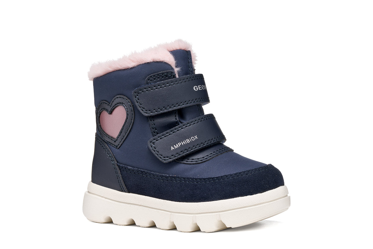 Geox ghete fete captusite WILLABOOM AmphibioxTEX Waterproof 20-27 Navy/Old Rose cu inimioara