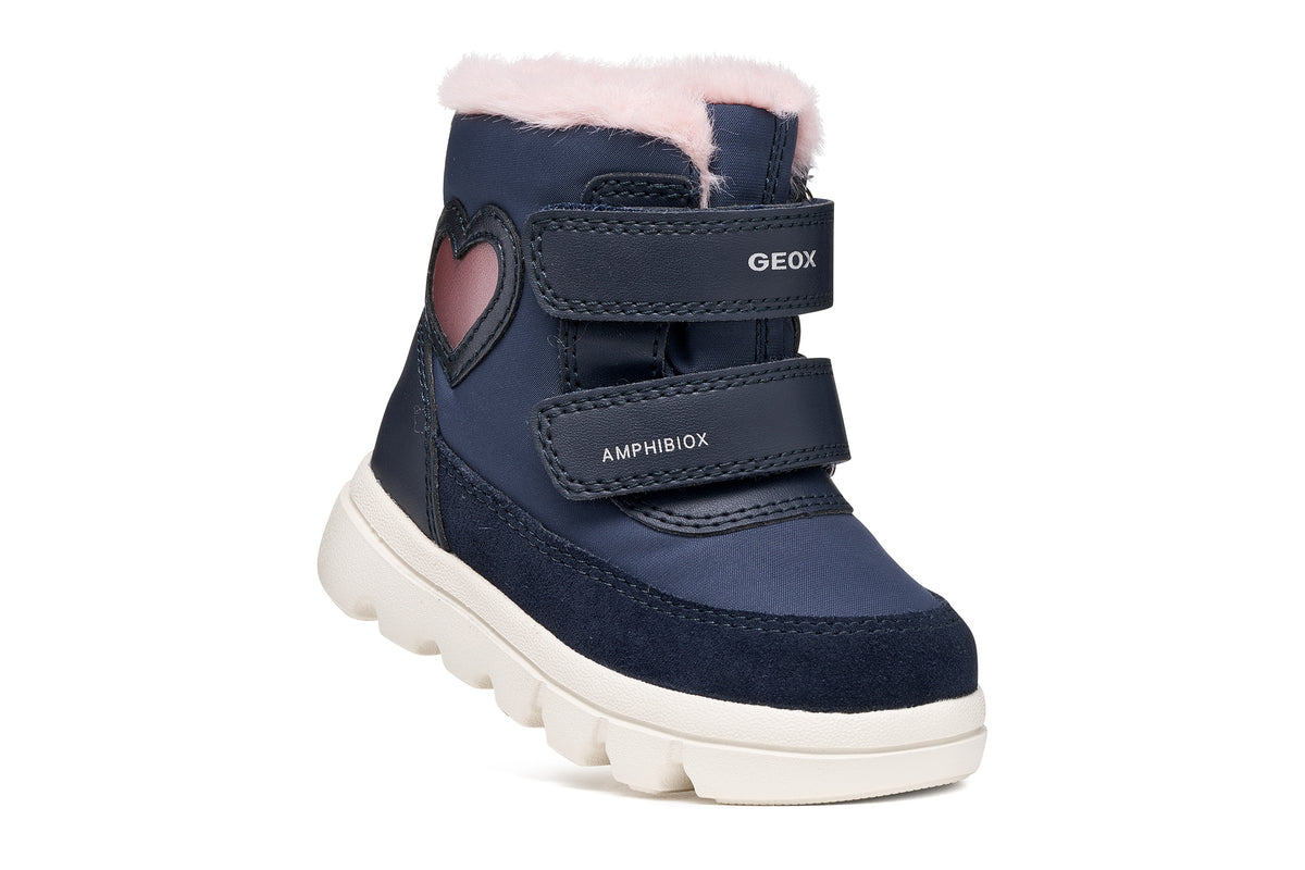 Geox ghete fete captusite WILLABOOM AmphibioxTEX Waterproof 20-27 Navy/Old Rose cu inimioara