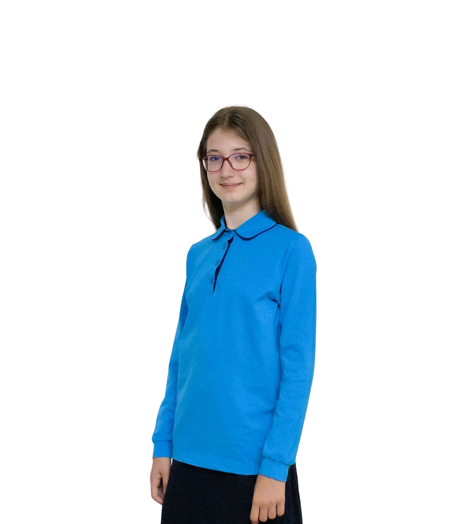 Uniforma camasa fete Gabriela cu maneca lunga 5-12 ani Turcoaz Imagine secundară a produsului