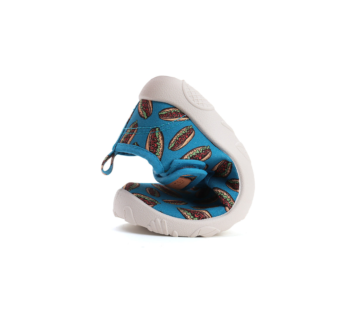 D.D.Step pantofi baieti decupati Barefoot de interior 20-25 Bermuda Blue cu Hot Dog