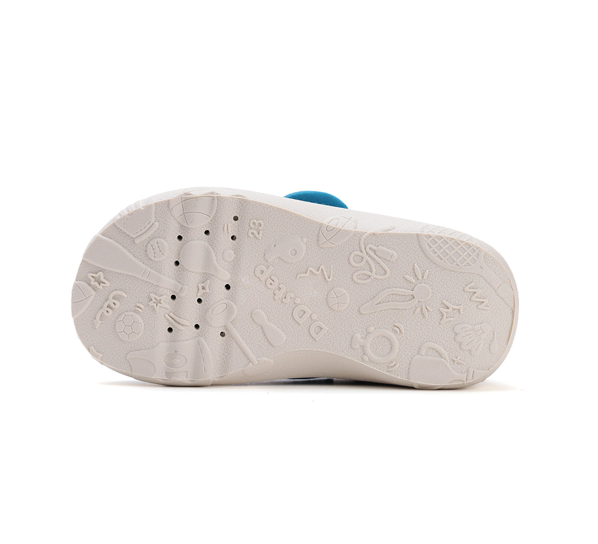 D.D.Step pantofi baieti decupati Barefoot de interior 20-25 Bermuda Blue cu Hot Dog
