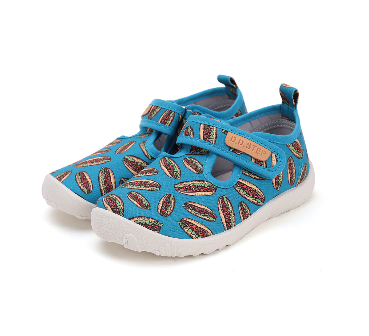 D.D.Step pantofi baieti decupati Barefoot de interior 20-25 Bermuda Blue cu Hot Dog Imagine principală a produsului