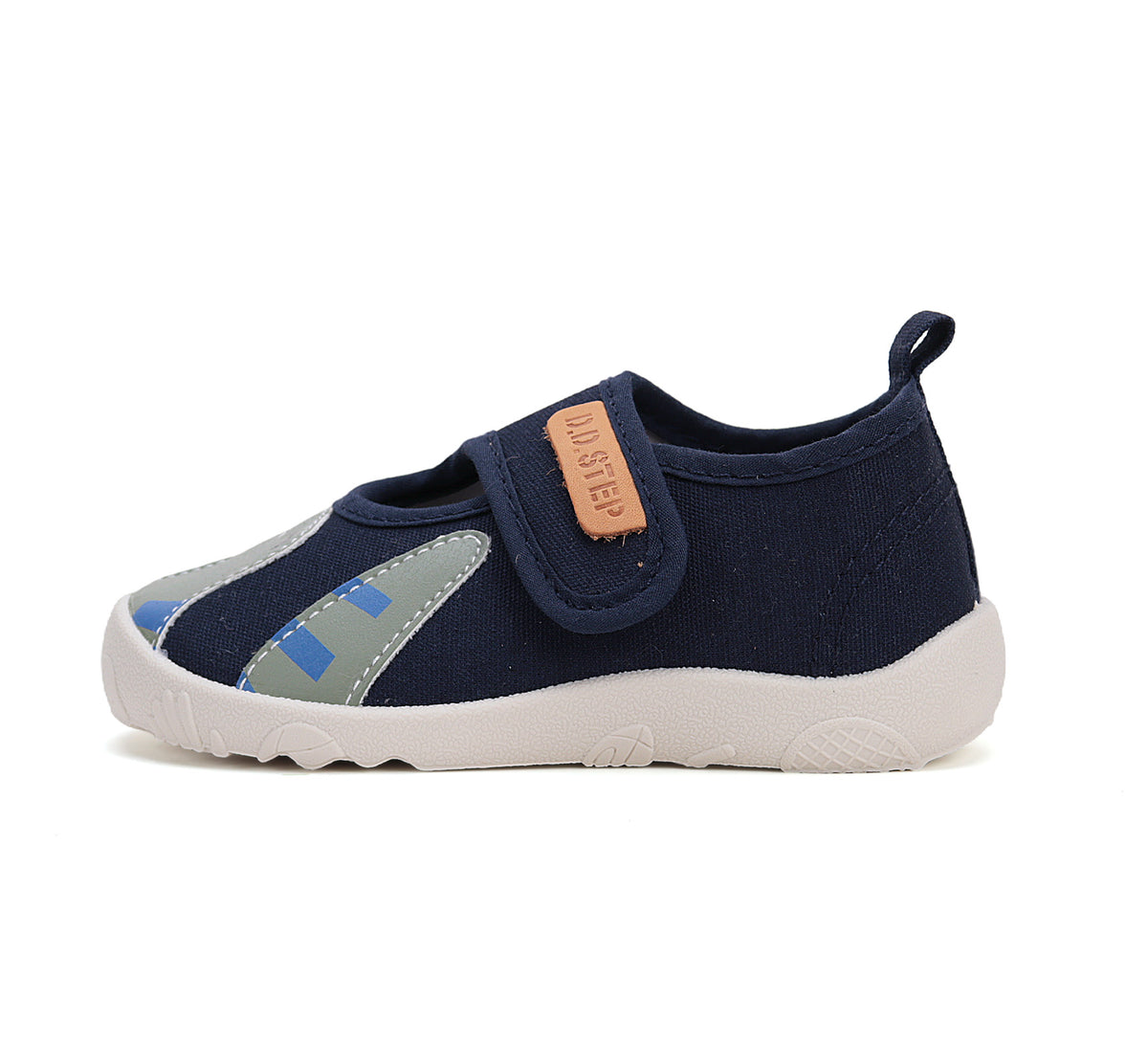 D.D.Step pantofi baieti decupati Barefoot de interior 20-25 Royal Blue cu dino