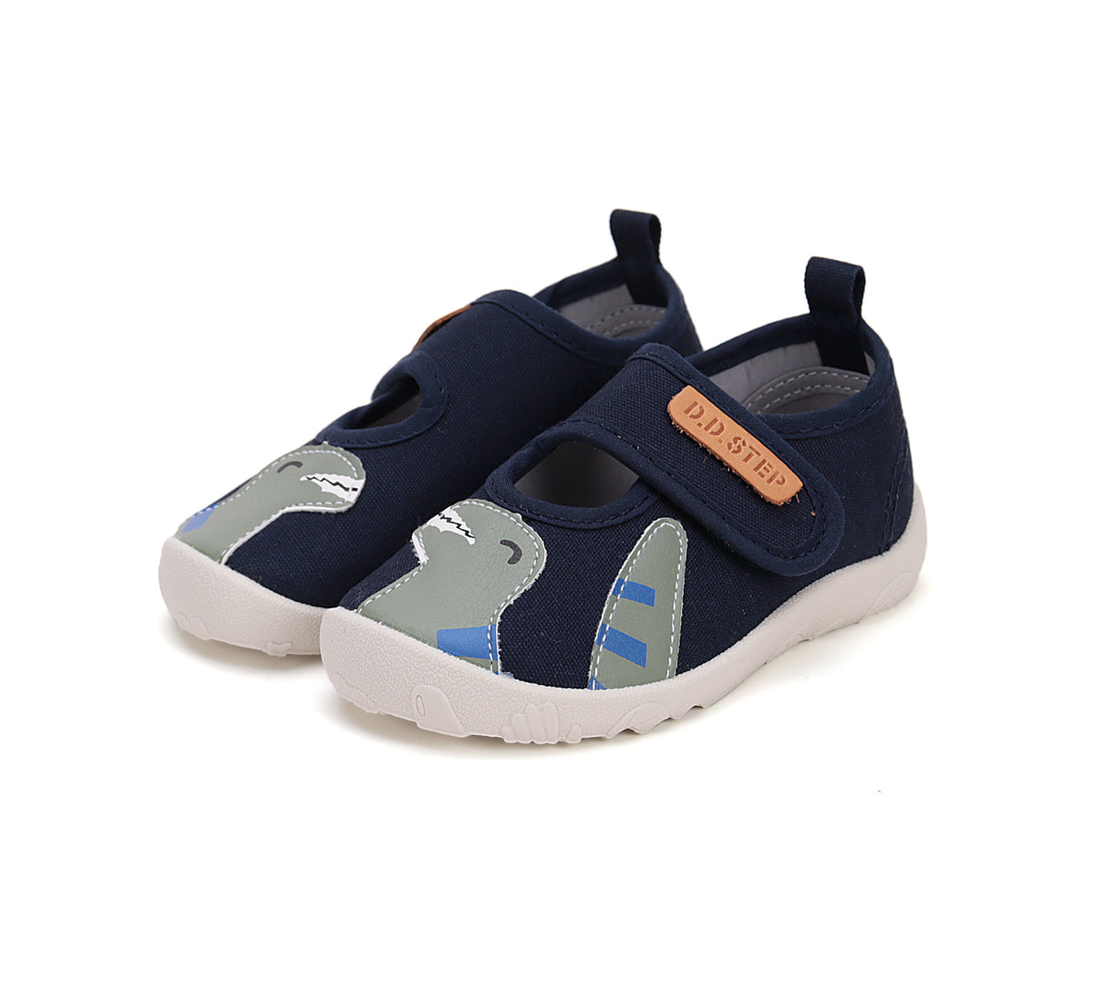 D.D.Step pantofi baieti decupati Barefoot de interior 20-25 Royal Blue cu dino Imagine principală a produsului