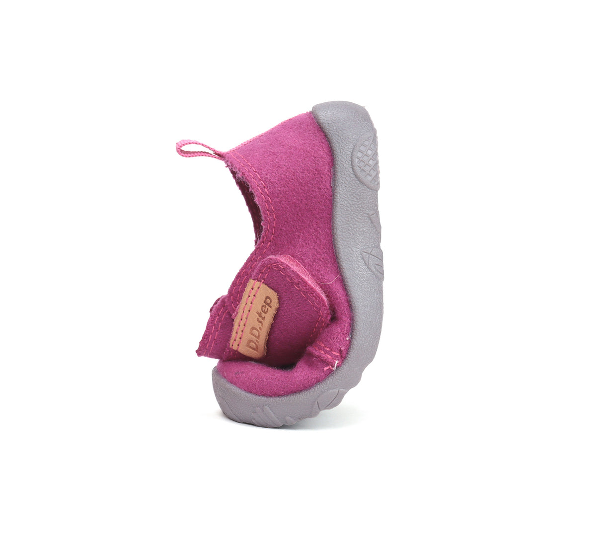D.D.Step pantofi fete Barefoot de interior din panza 21-25 Dark Pink cu urs polar
