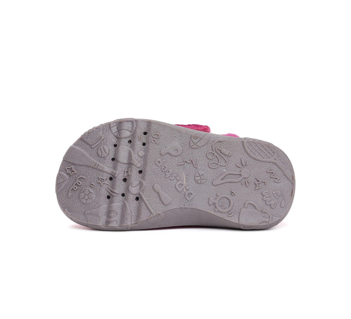 D.D.Step pantofi fete Barefoot de interior din panza 21-25 Dark Pink cu urs polar