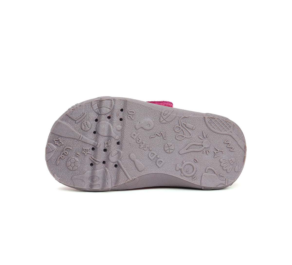 D.D.Step pantofi fete Barefoot de interior din panza 20-25 Dark Pink cu inghetata