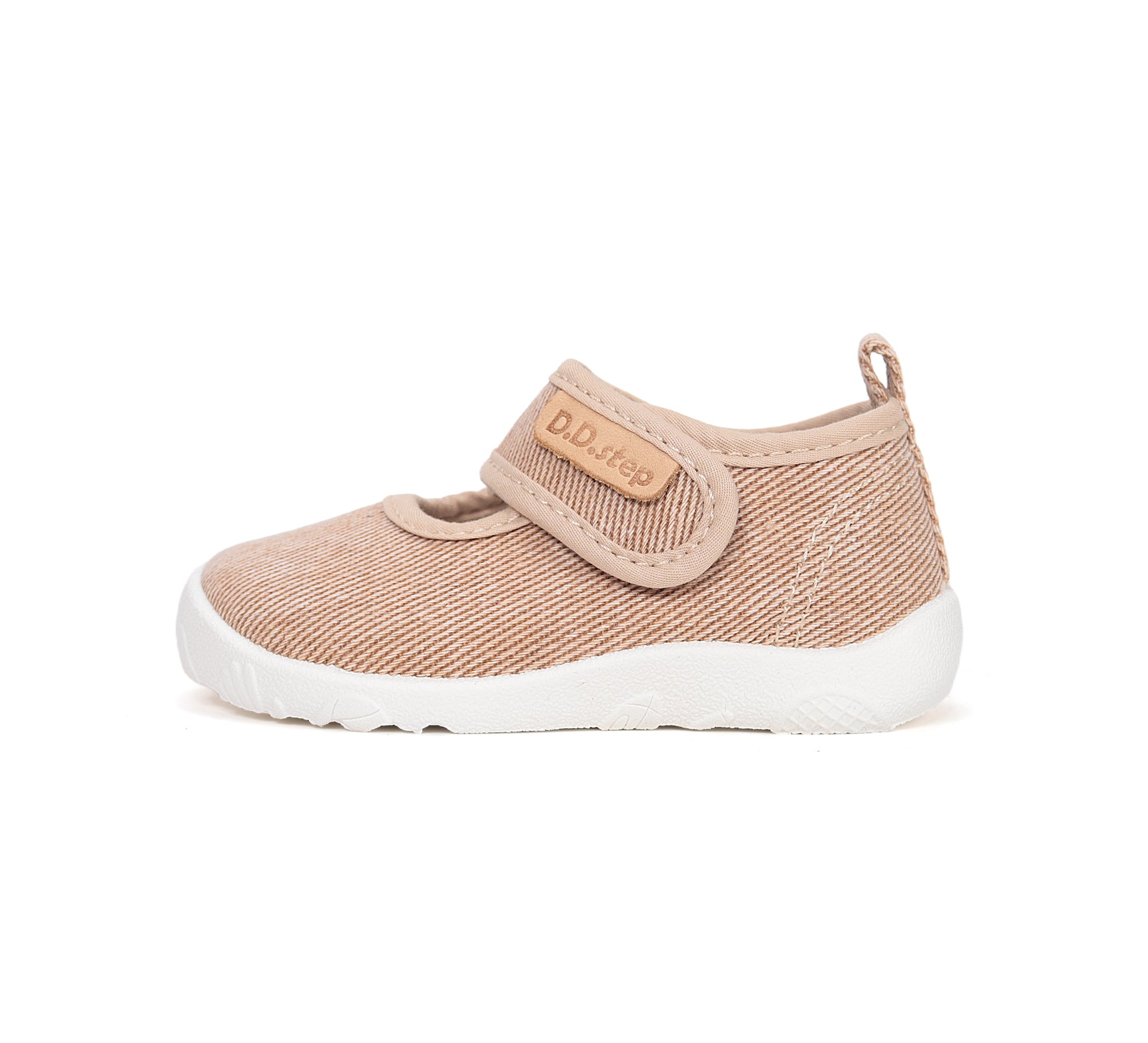 D.D.Step pantofi baieti Barefoot decupat de interior din panza 20-25 Cream