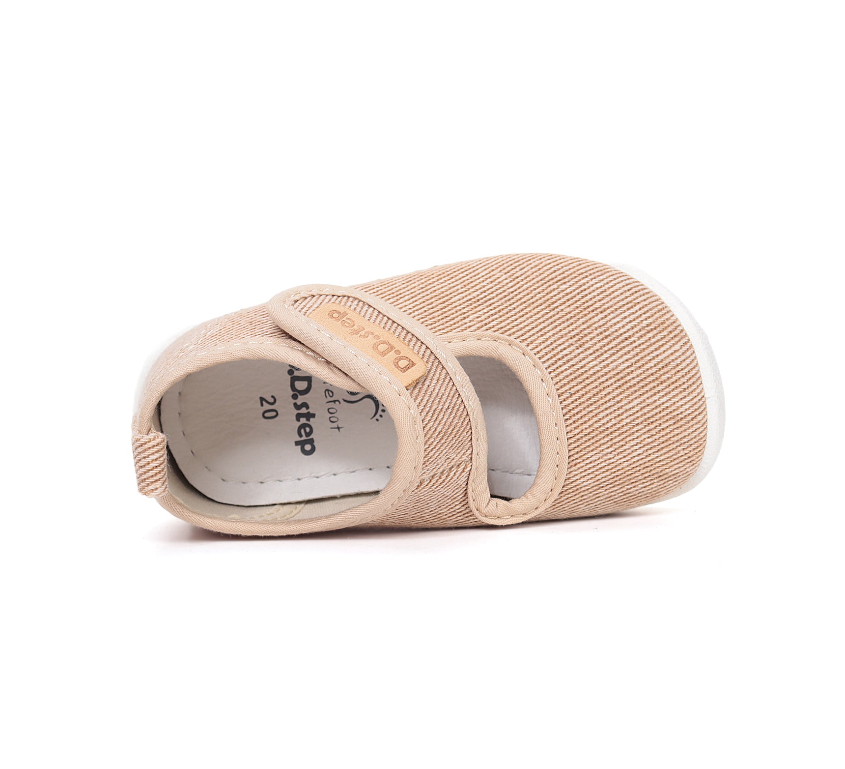 D.D.Step pantofi baieti Barefoot decupat de interior din panza 20-25 Cream