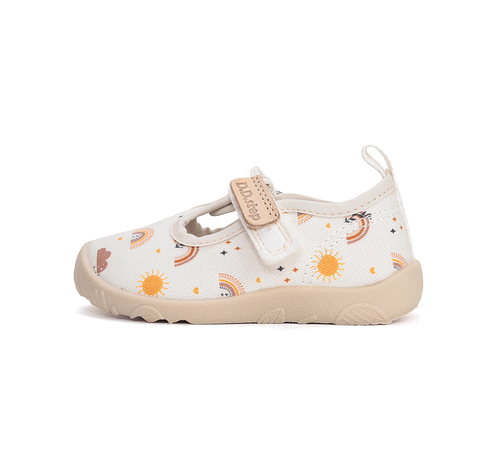 D.D.Step pantofi fete decupati Barefoot de interior din panza 20-31 White curcubeu