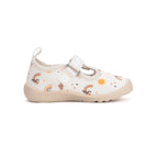 D.D.Step pantofi fete decupati Barefoot de interior din panza 20-31 White curcubeu