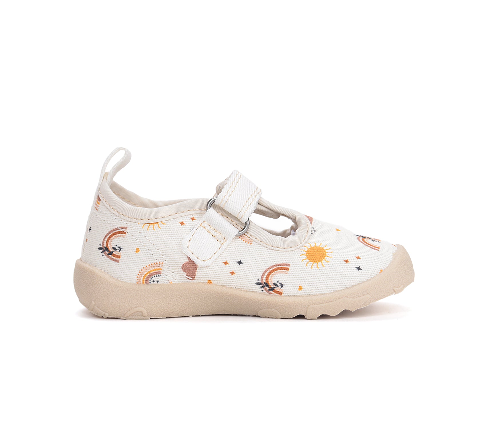 D.D.Step pantofi fete decupati Barefoot de interior din panza 20-31 White curcubeu