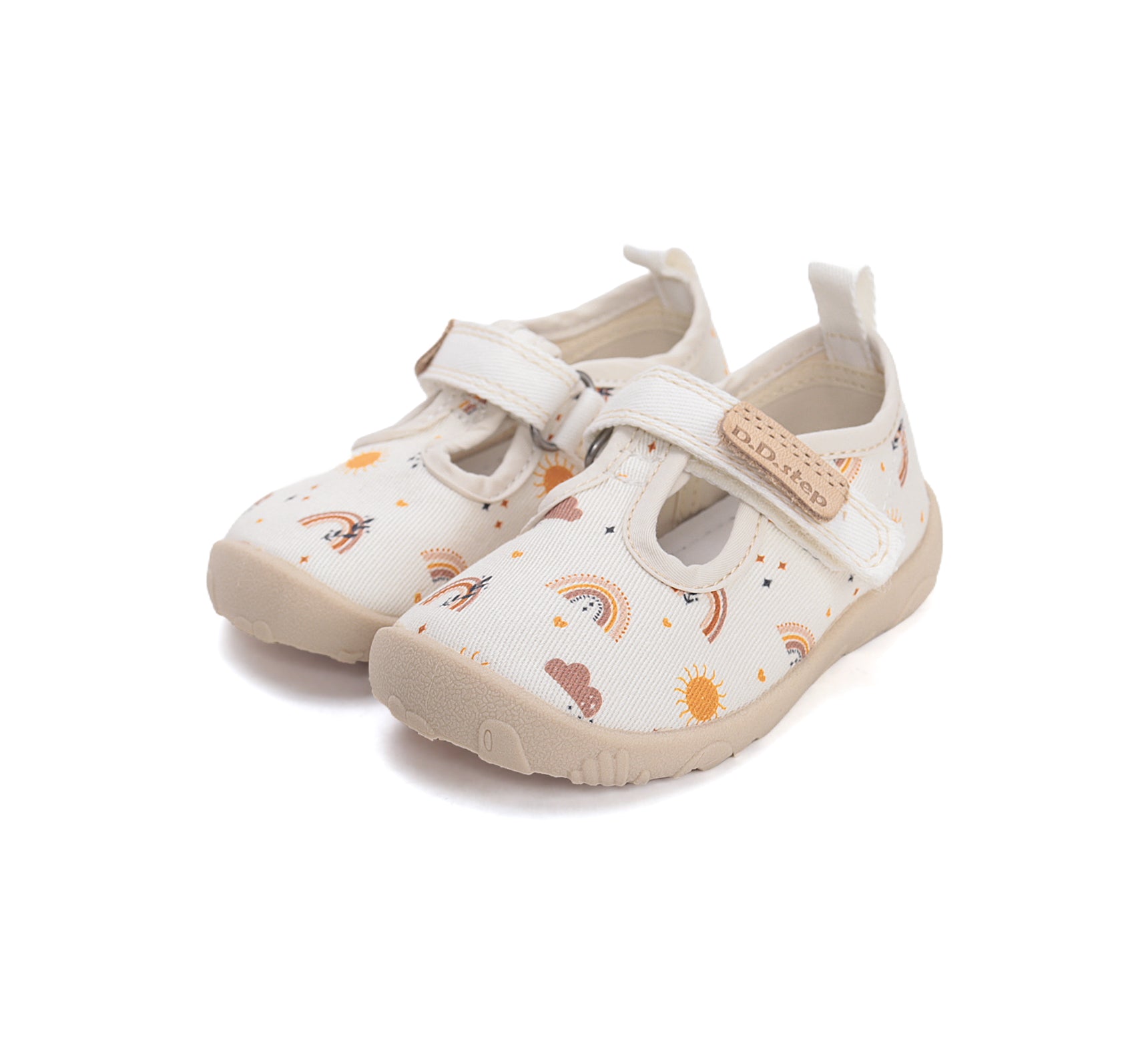 D.D.Step pantofi fete decupati Barefoot de interior din panza 20-31 White curcubeu Imagine principală a produsului