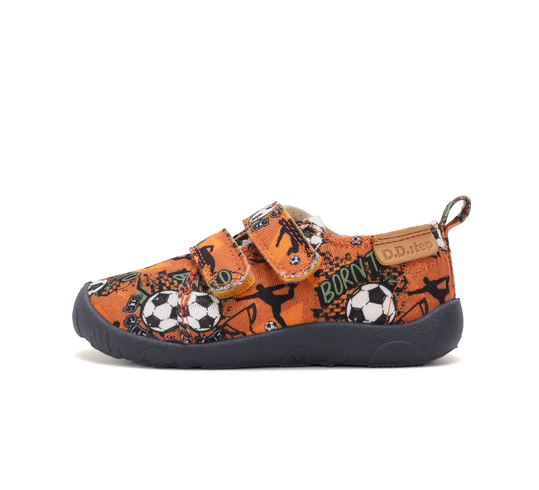 D.D.Step pantofi baieti Barefoot de interior din panza 20-25 Orange cu minge
