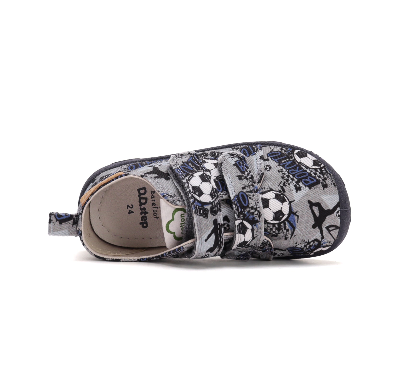 D.D.Step pantofi baieti Barefoot de interior din panza 20-31 Dove Grey cu minge