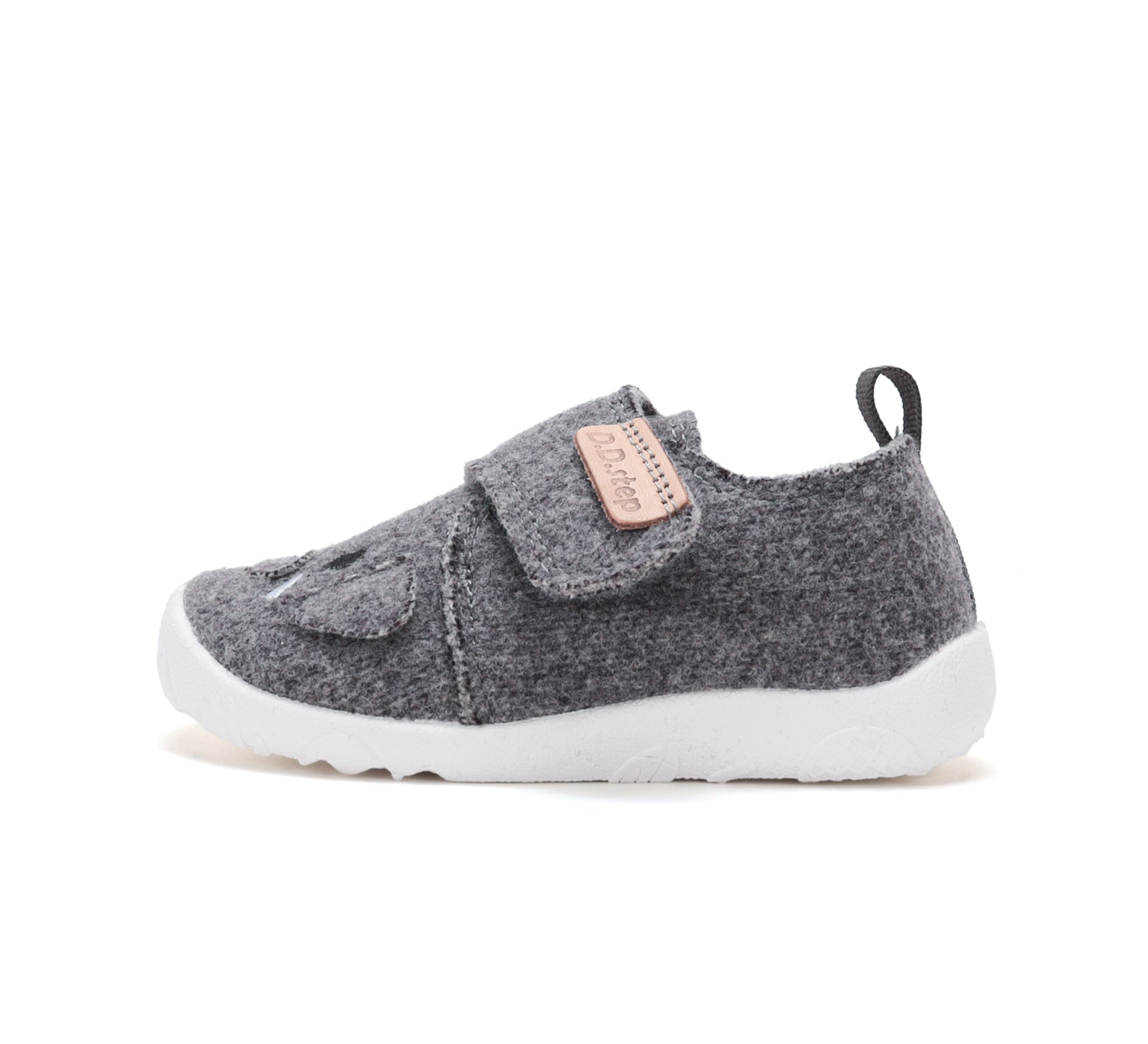D.D.Step pantofi baieti Barefoot de interior din panza 20-25 Dove Grey cu elefant