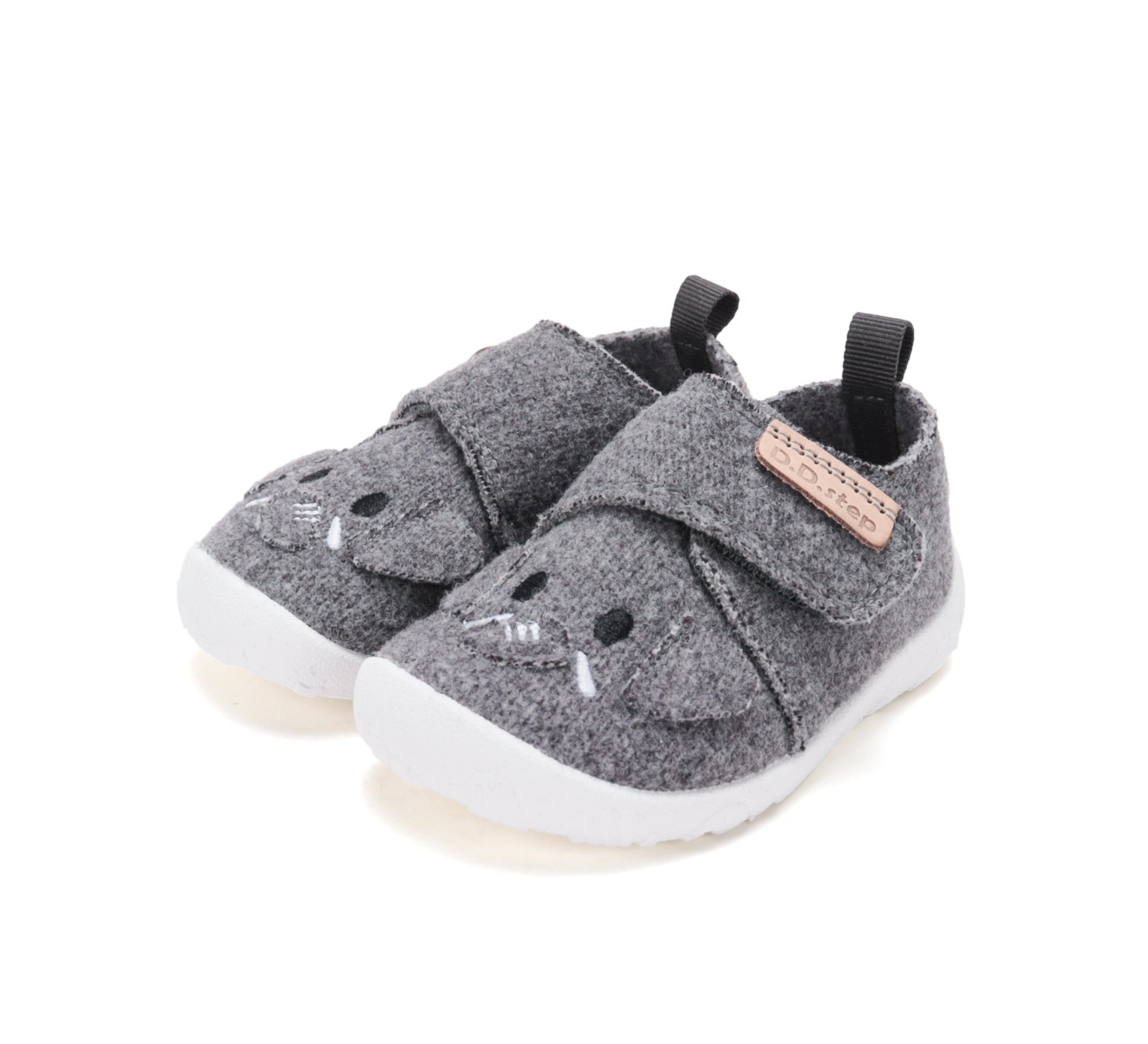 D.D.Step pantofi baieti Barefoot de interior din panza 20-25 Dove Grey cu elefant